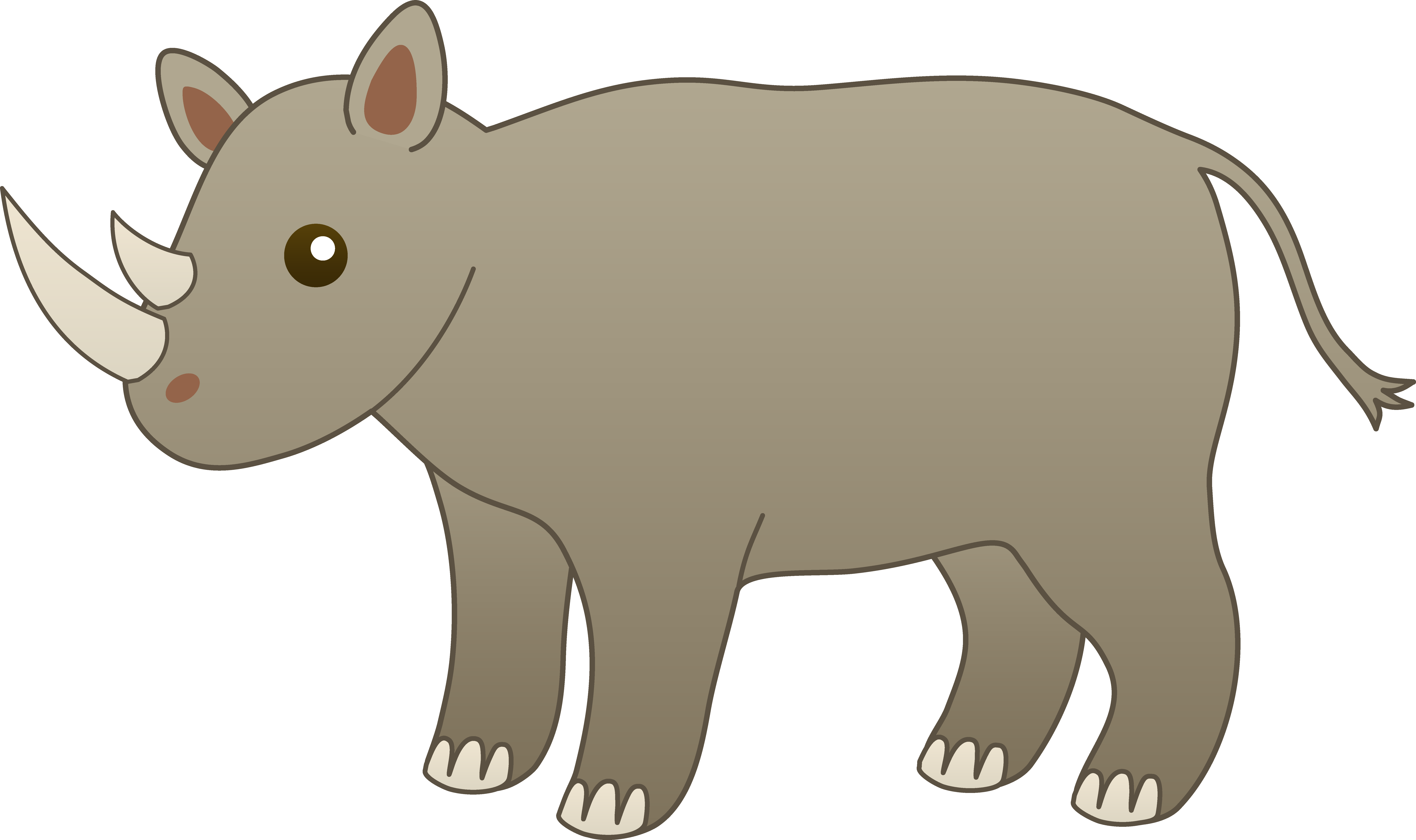Cute Gray Rhinoceros Clip Art.
