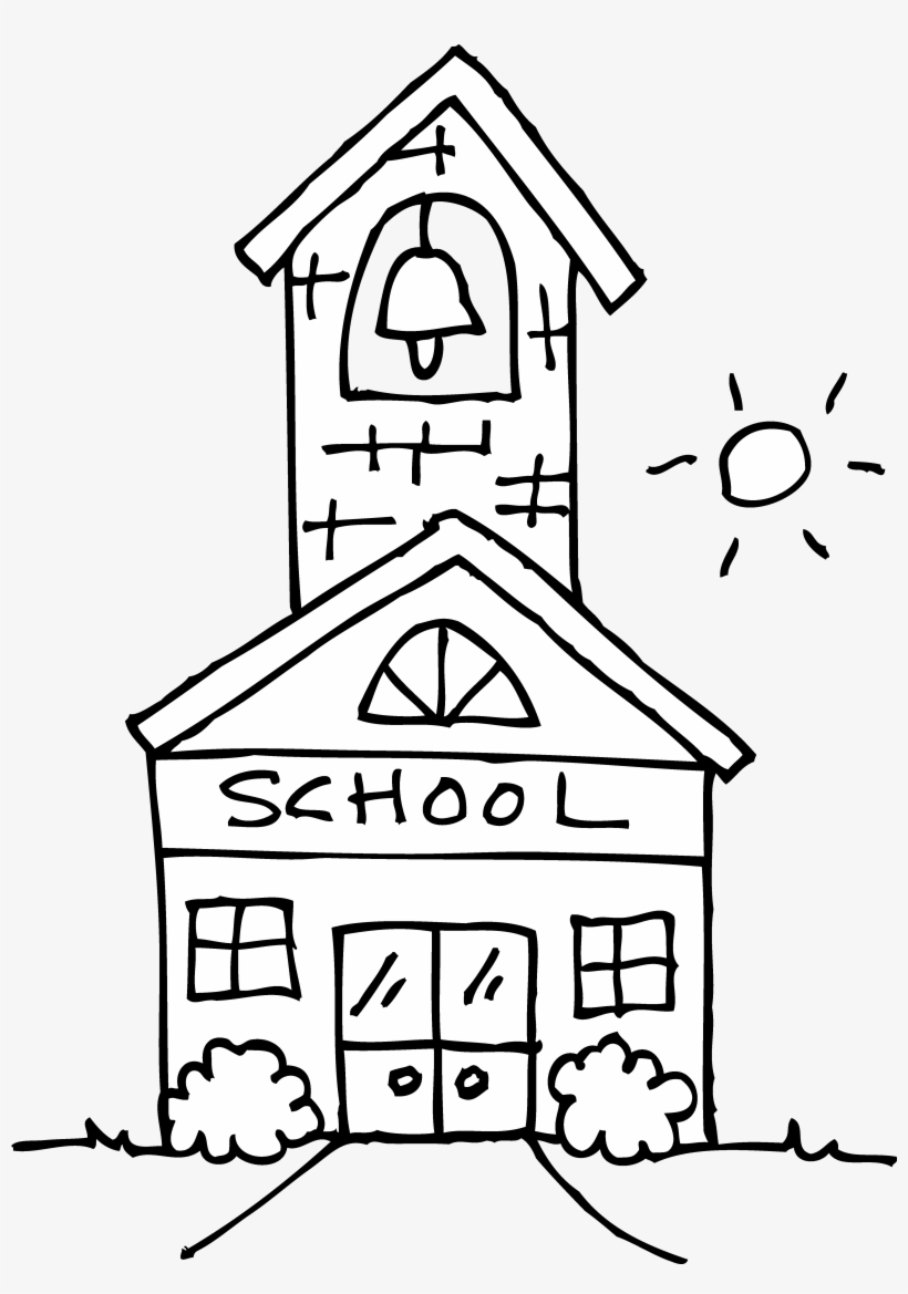 Cute Schoolhouse Coloring Page.