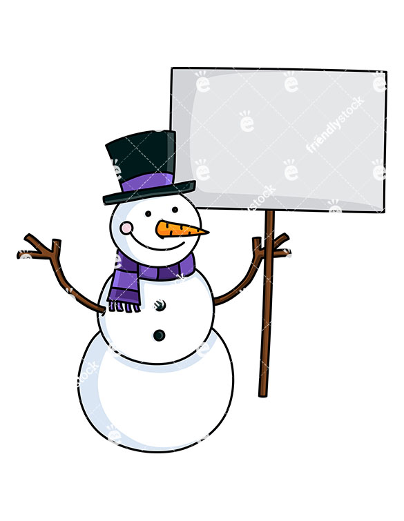 A Cute Snowman Holding An Empty Sign.