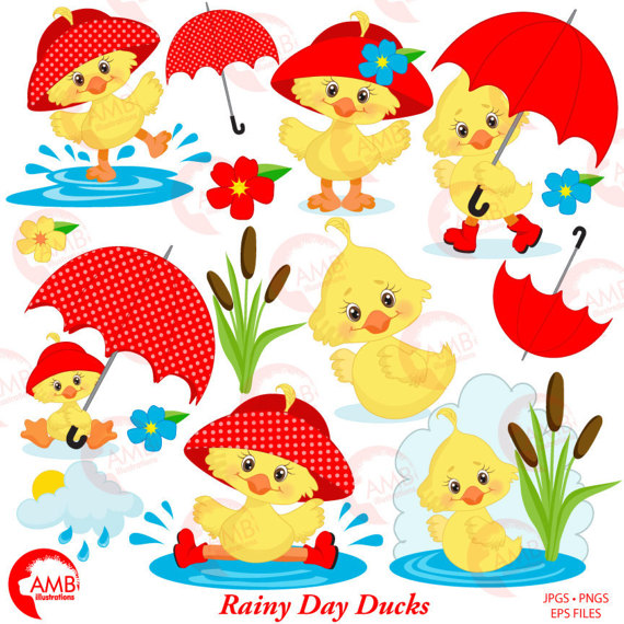 Duck Clipart Umbrella Clipart Spring Clipart April Showers.