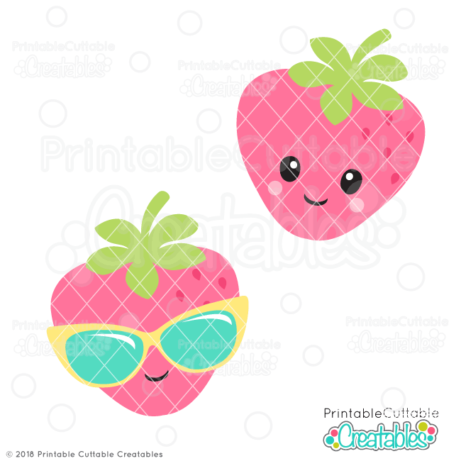 Cute Strawberry SVG File for Silhouette, for Cricut die cutting machines.