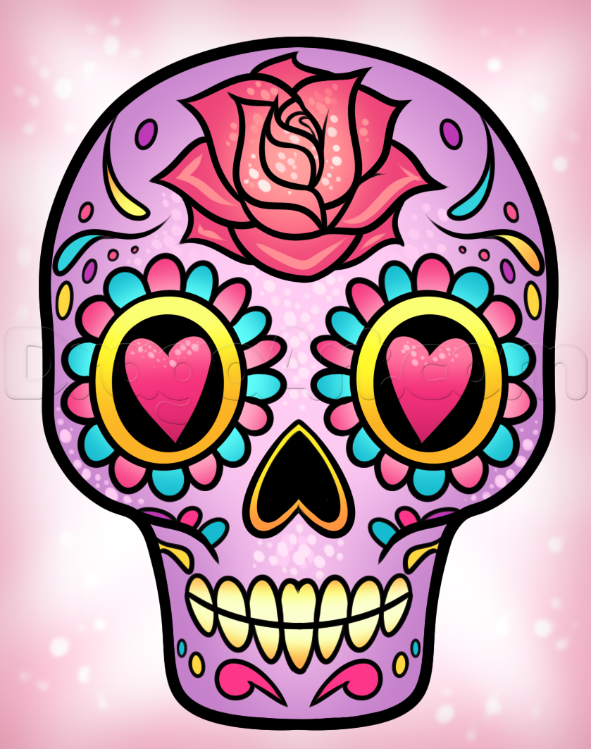 how to draw a sugar skull easy.