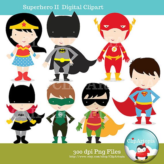 cute superhero clipart The Justice League wonder woman batman.