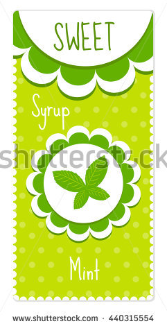 Cute Labels For Drinks, Syrup. Mint Label. Vector Illustration.