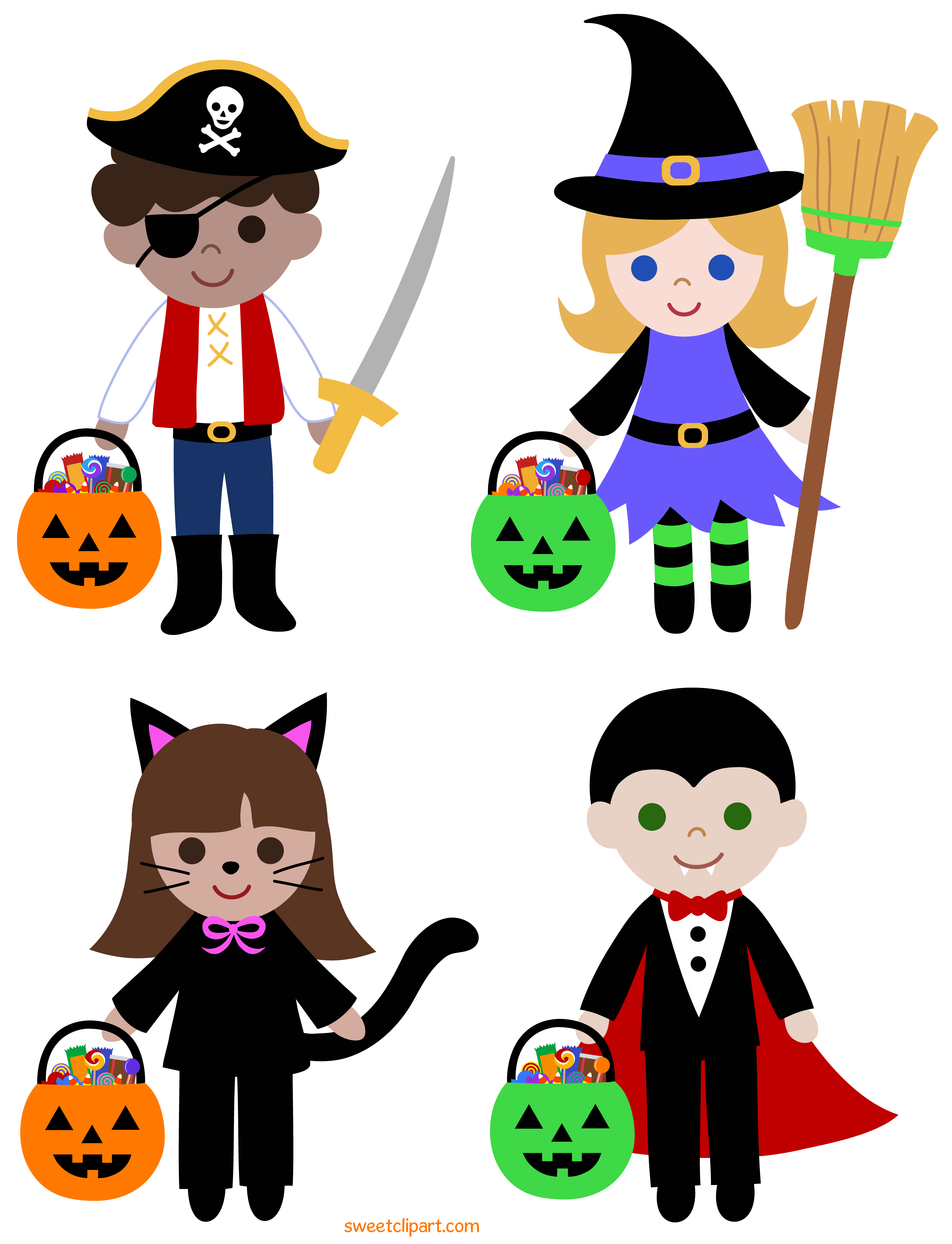 Trick or Treat Halloween Kids Clipart.