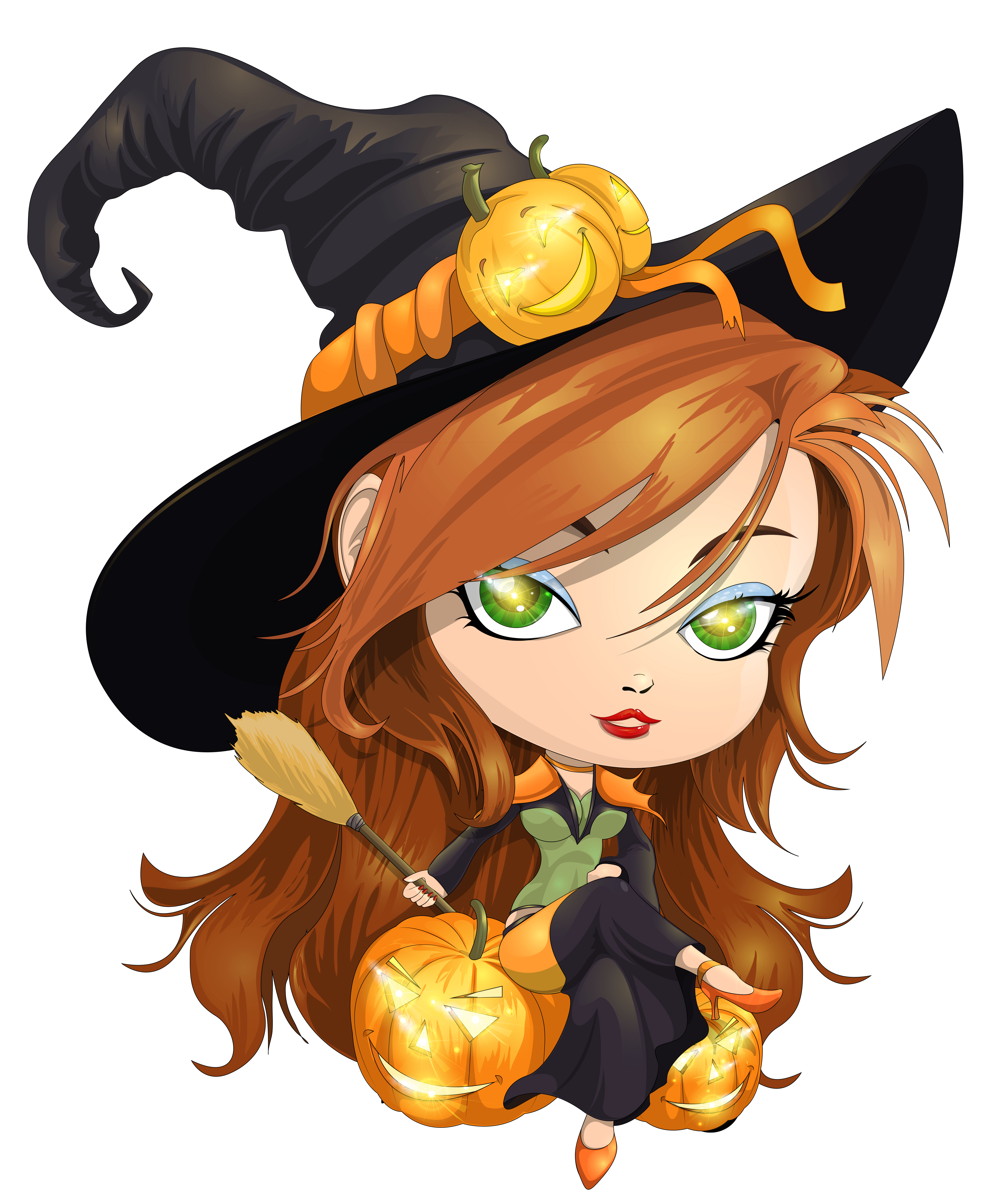 Cute Witch Transparent Clipart Picture.