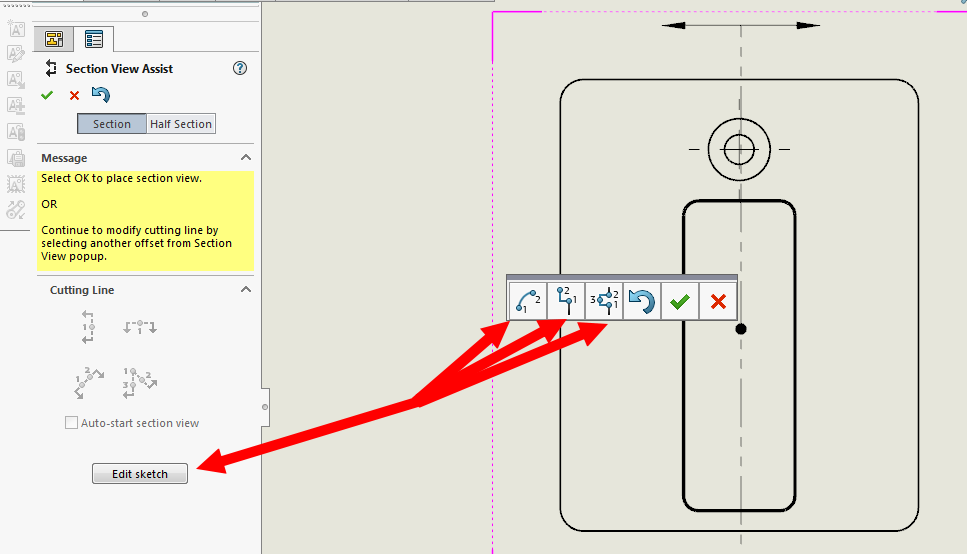 BROKEN SECTION CUTTING LINE WITH SOLIDWORKS DRAFTING?.