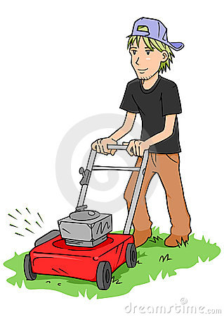 Guy cutting grass clipart.