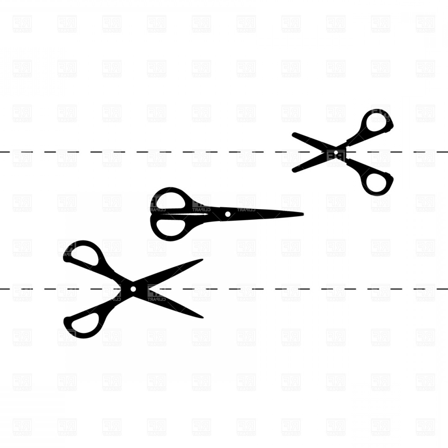 Cutting Scissors And Section Line Vector Clipart.