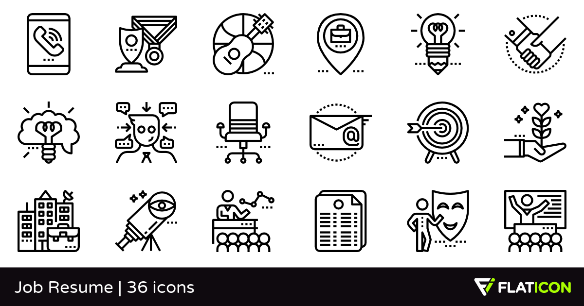 Job Resume 36 free icons (SVG, EPS, PSD, PNG files).