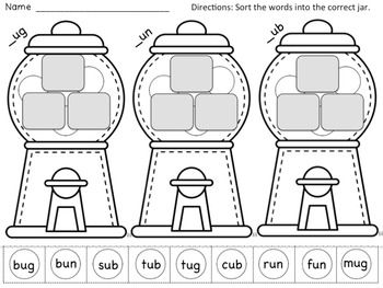 Word Families Practice : Sweet Tooth Rhyming Words.