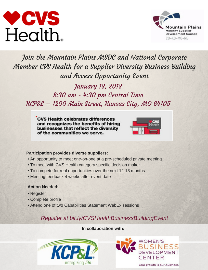 CVS Supplier Diversity Business Building and Access Opportunity.