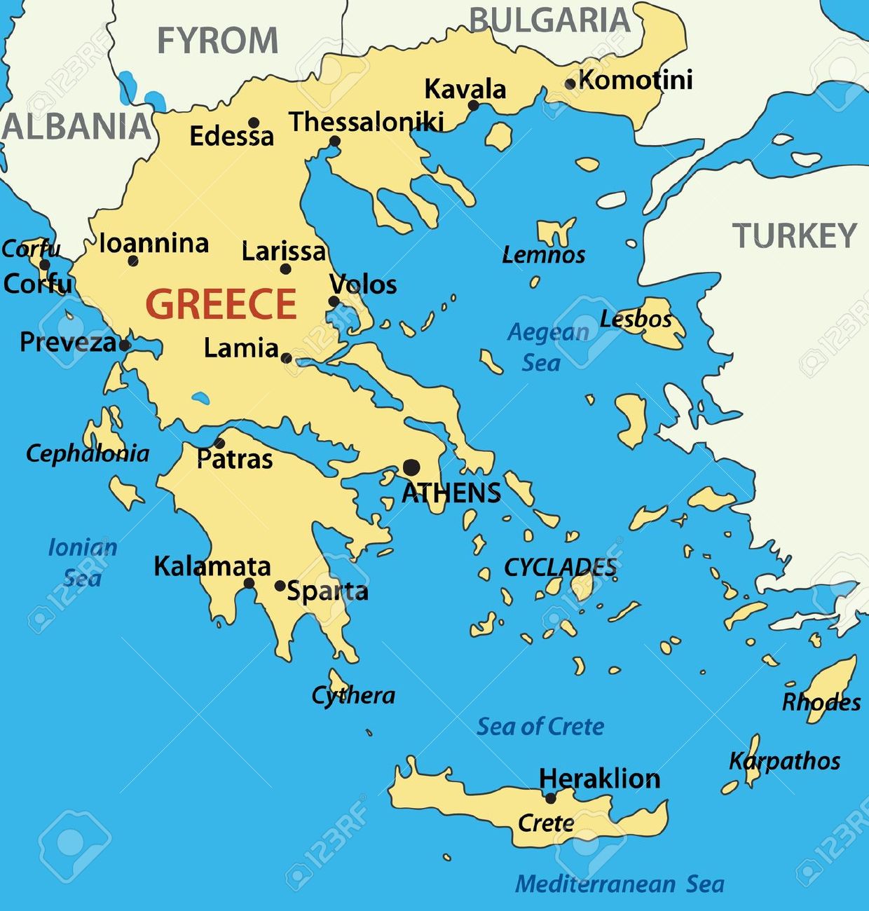 Map of greece clipart.