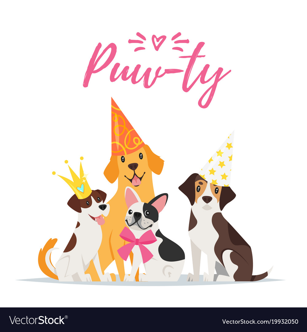 Dog birthday party greeting card.