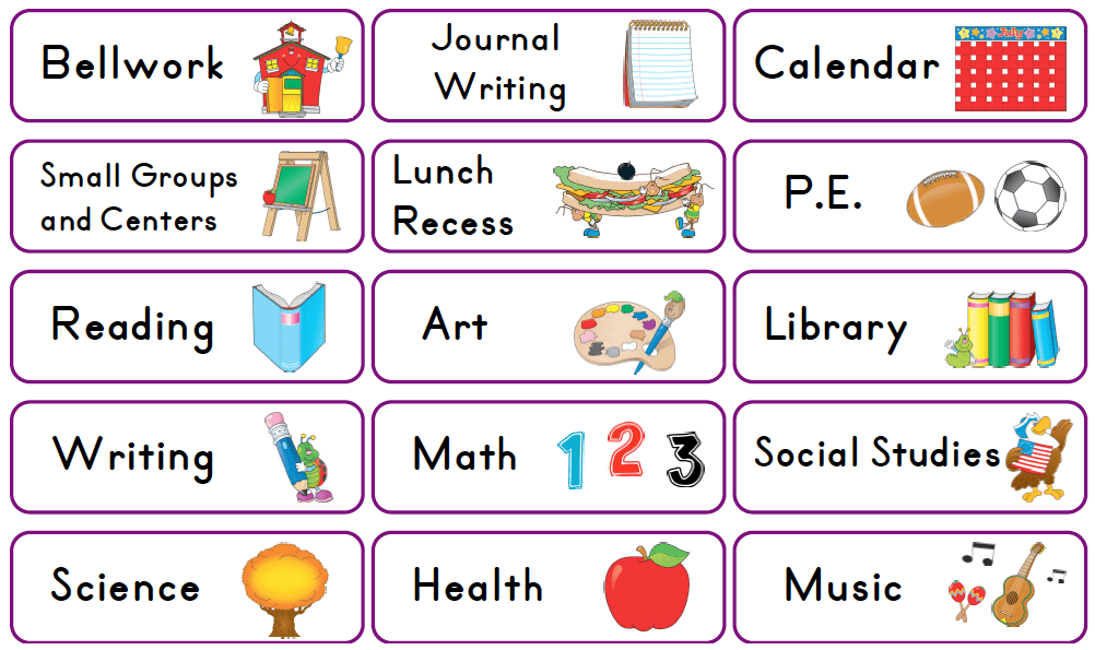 clipart for preschool daily schedule