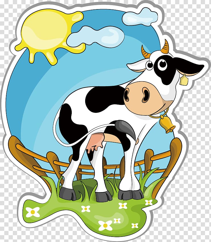 Holstein Friesian cattle Dairy farming , Creative Cow Cartoon.