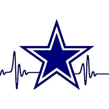 HEARTBEAT Star Cowboys Dallas Decal 3.5 inches tall.