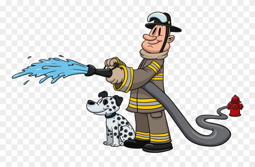 Dog Cartoon Dalmatians And Firefighters.