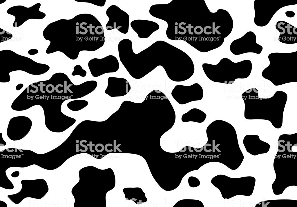 Seamless Pattern Cow Or Dalmatian Spots Black And White Animal Print.