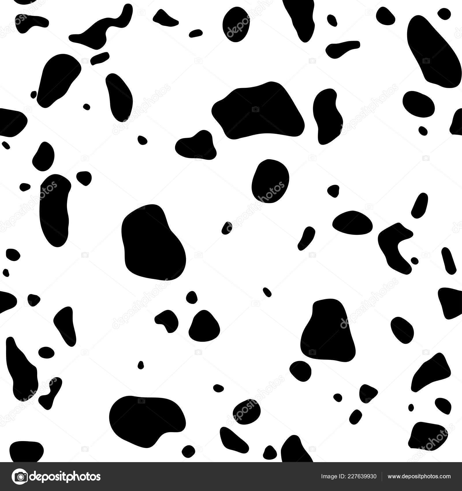 Cow Skin Dalmatians Dog Spots Animal Skin Seamless Pattern Black.