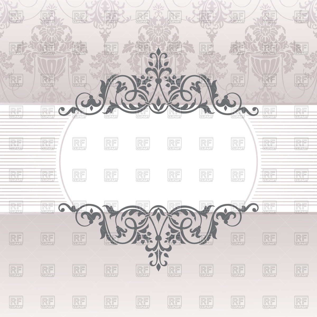 Vintage frame with floral borders on damask background Stock Vector Image.