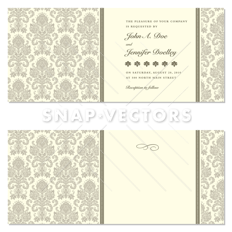 Vector Damask Pattern and Pastel Wedding Frame.