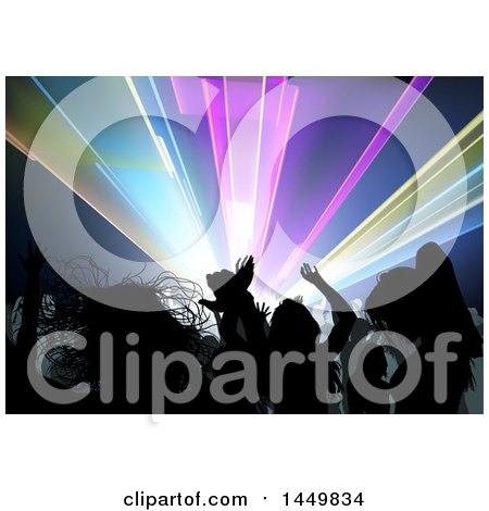 Clipart Graphic of a Crowded Dance Floor of Silhouetted People.