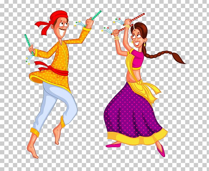 Dandiya Raas Folk Dance Garba PNG, Clipart, Art, Cartoon.