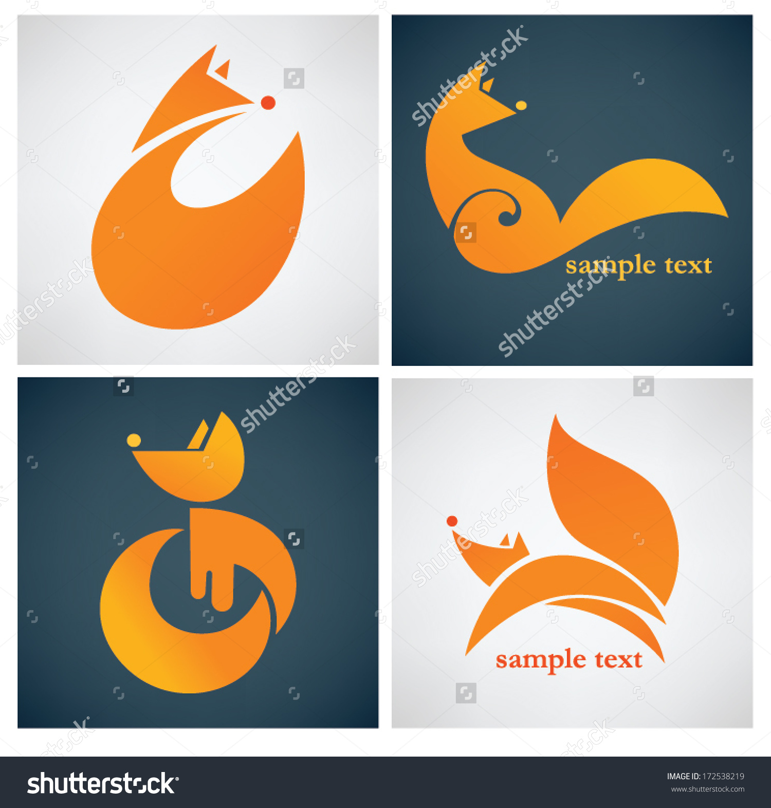 Fox Images Icons On Dark Light Stock Vector 172538219.