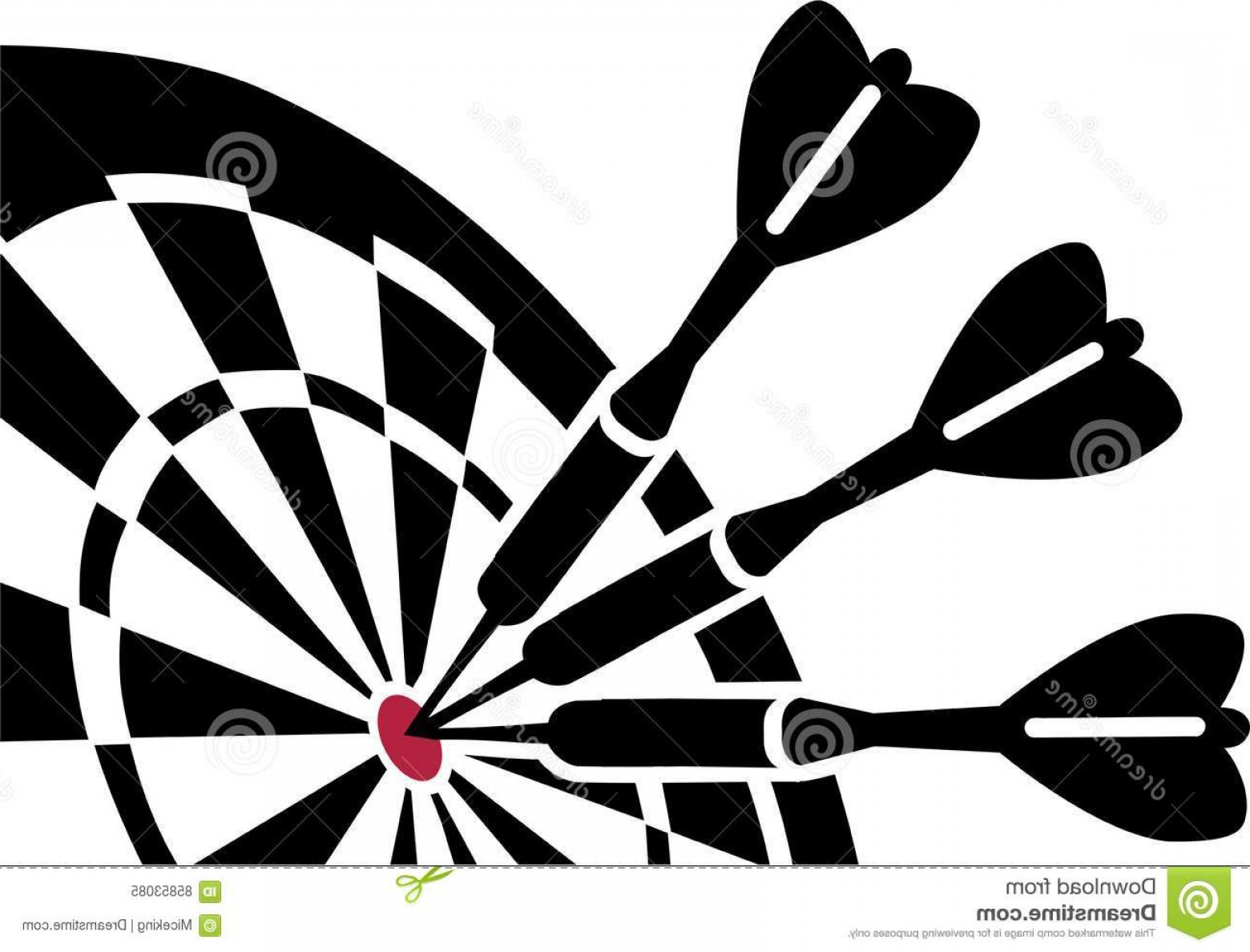 Stock Illustration Dartboard Darts Three Center Image.