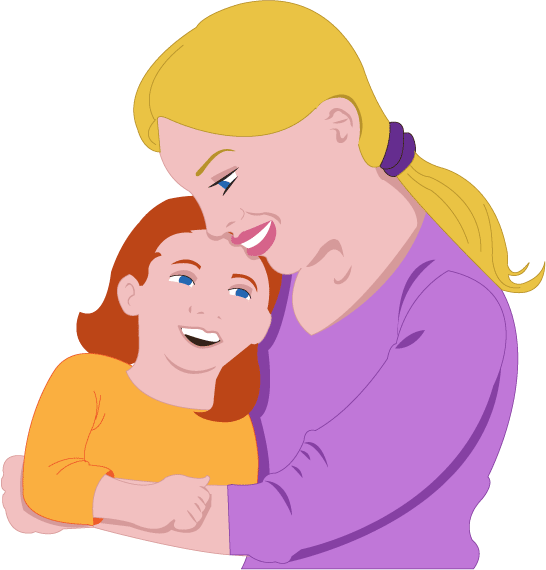 Mother and daughter clipart.
