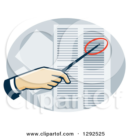 Clipart of a White Hand Using a Pointer to Direct Attention to a.
