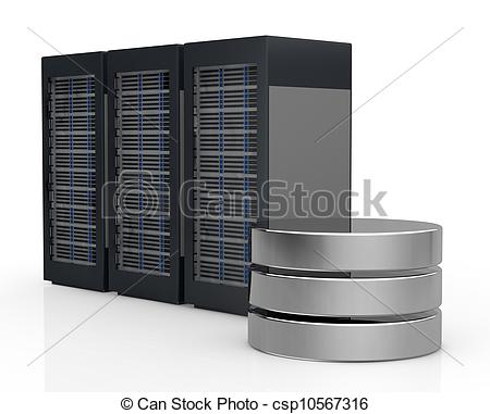 Clipart of concept of computer server and data storage.