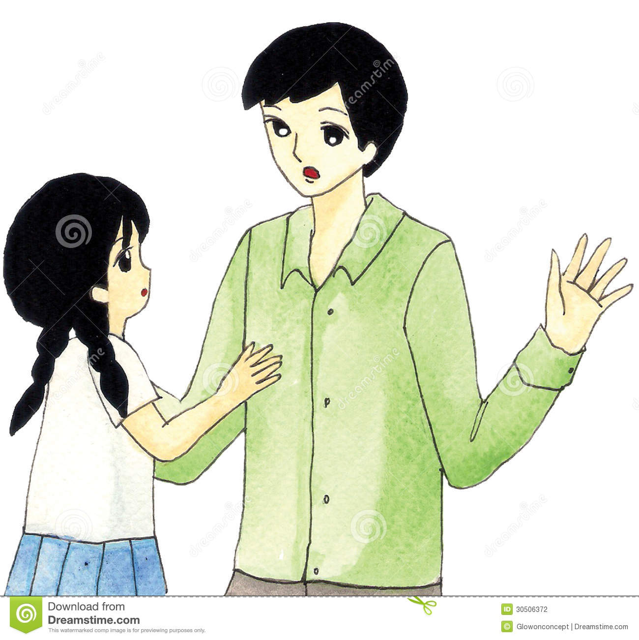Daughter and father in the morning cartoon clipart.
