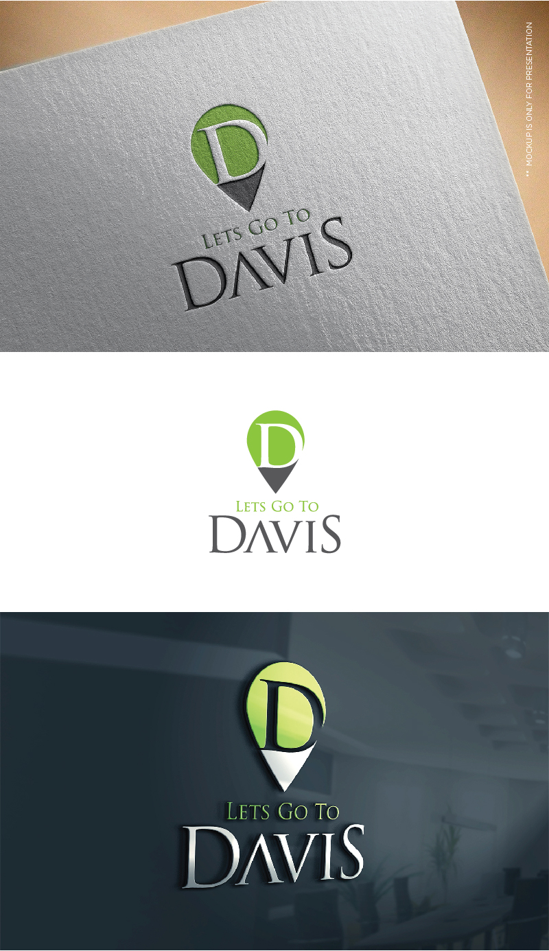 Elegant, Playful Logo Design for Lets Go To Davis or Visit.