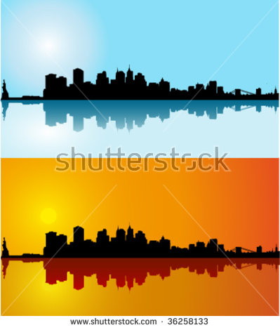 Manhattan Skyline Day Stock Vectors & Vector Clip Art.