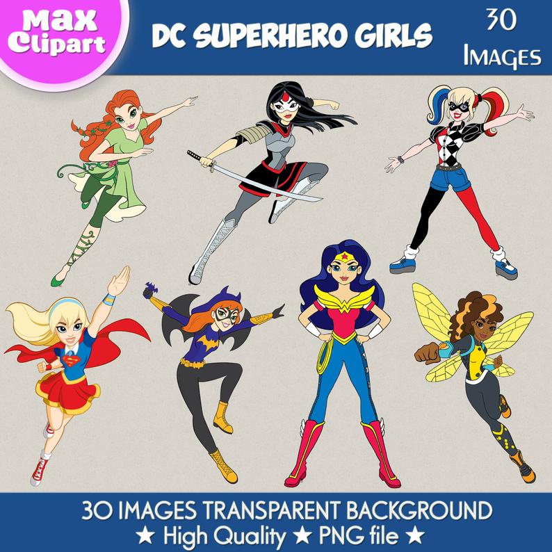 DC SUPERHERO GIRLS clipart, Superhero Girls images, Digital Clipart, Png  file, Transparent Backgrounds, digital print, printable images.