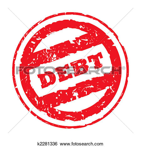 Stock Illustration of Red used debt stamp k2281336.