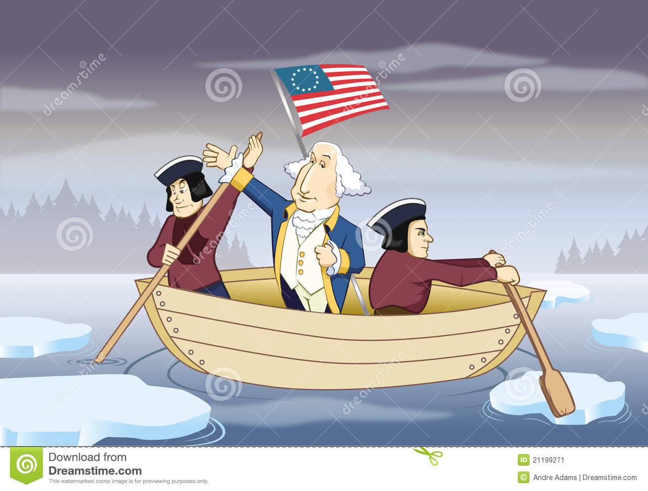 George Washington Crossing The Delaware River Stock Image.