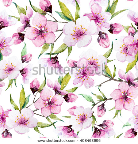 Watercolour Blossoms Stock Photos, Royalty.