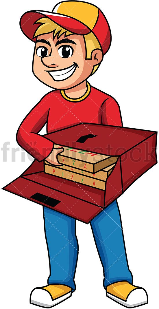 Delivery Man Getting Pizza Boxes Out Of The Heat Bag in 2019.