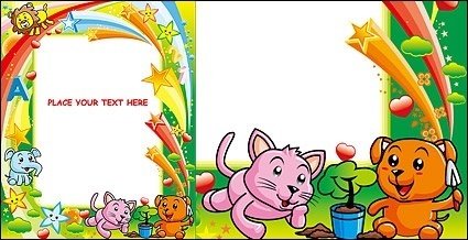 Cute colorful animal picture frame vector material Clipart.