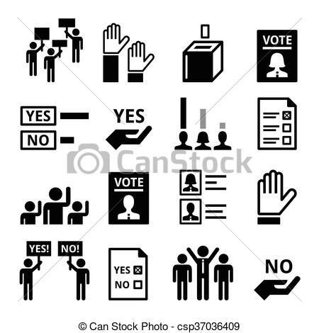 Democracy, voting, politics icons.