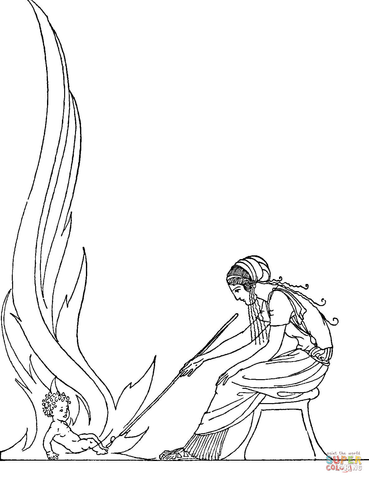Demeter and Demophon coloring page.