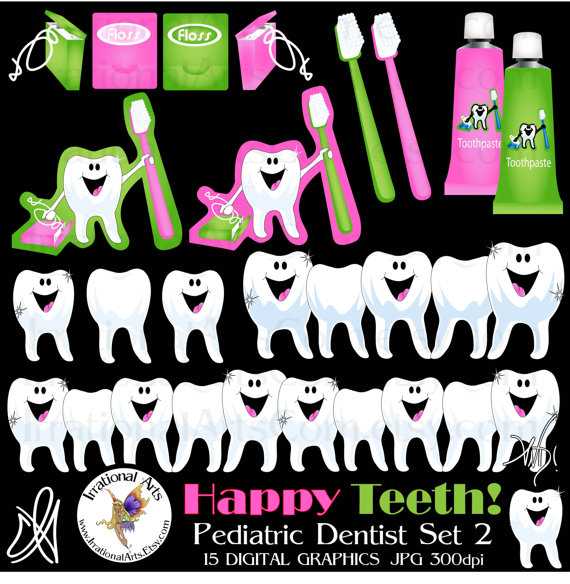 Happy Teeth graphics set 2 dentist clipart graphics of.