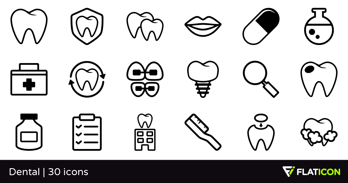 Dental 30 free icons (SVG, EPS, PSD, PNG files).