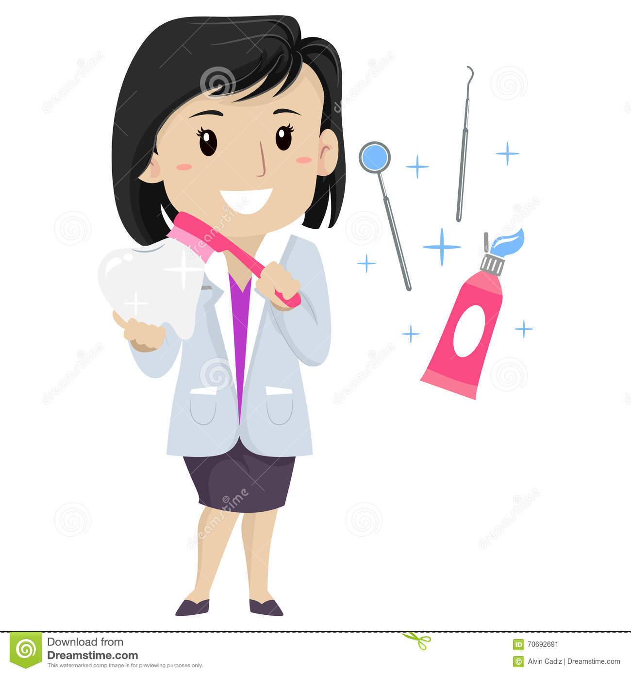 Woman Dental Mirror Stock Illustrations.