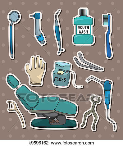 Cartoon dentist tool stickers Clipart.