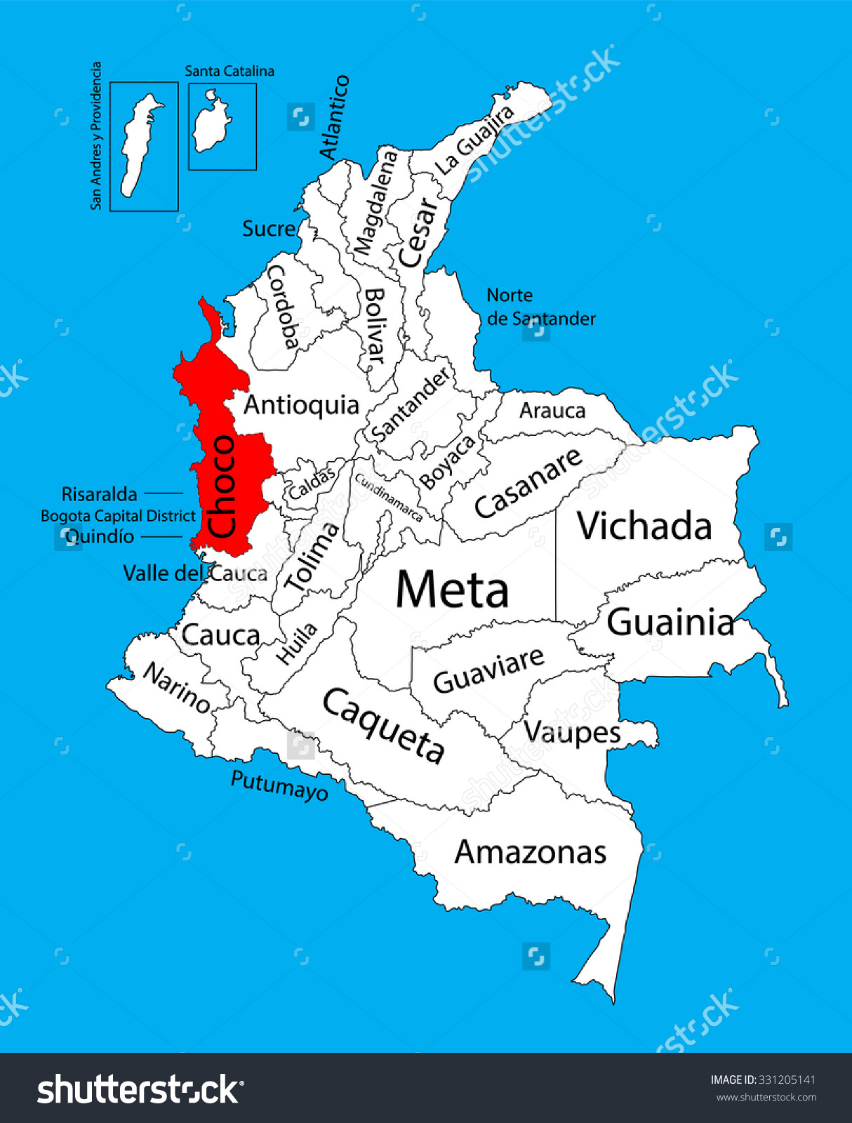 Vector Map Region Choco Colombia Editable Stock Vector 331205141.