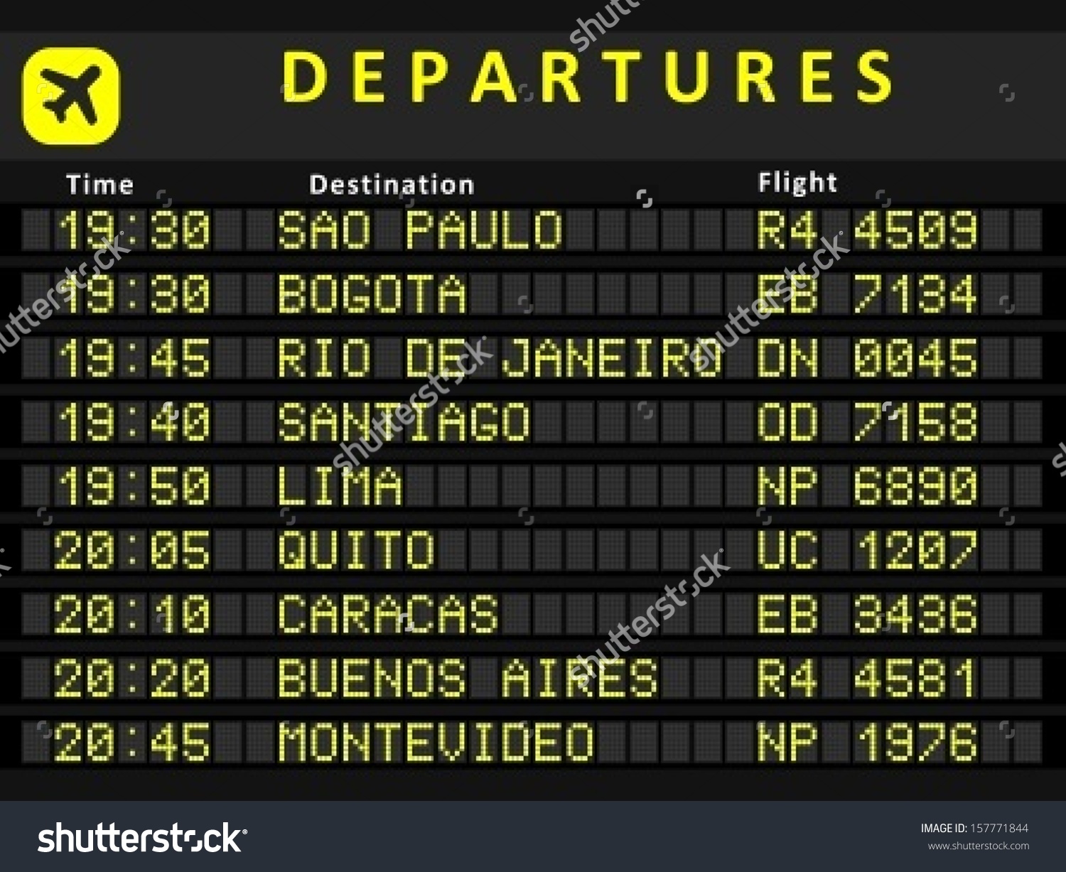 departure timetable